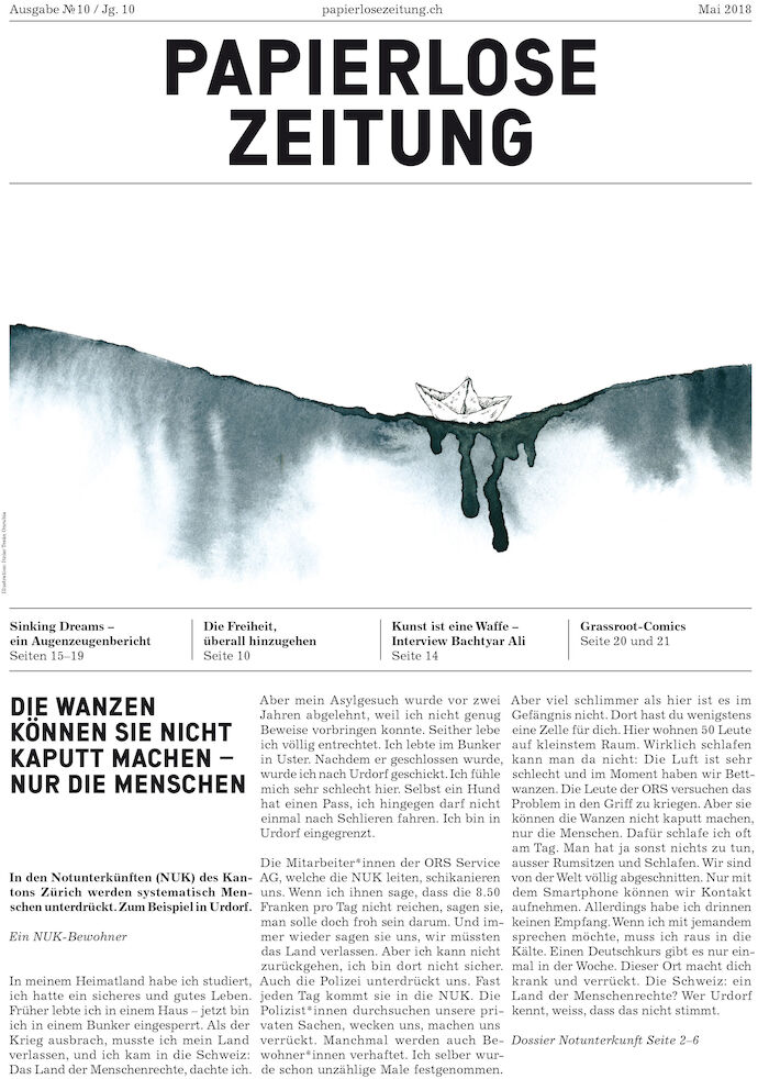 Layout newspaper with a boat